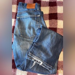 Lucky Brand Jeans Men's 33x32 Blue 121 Heritage Slim Medium Light Wash Faded